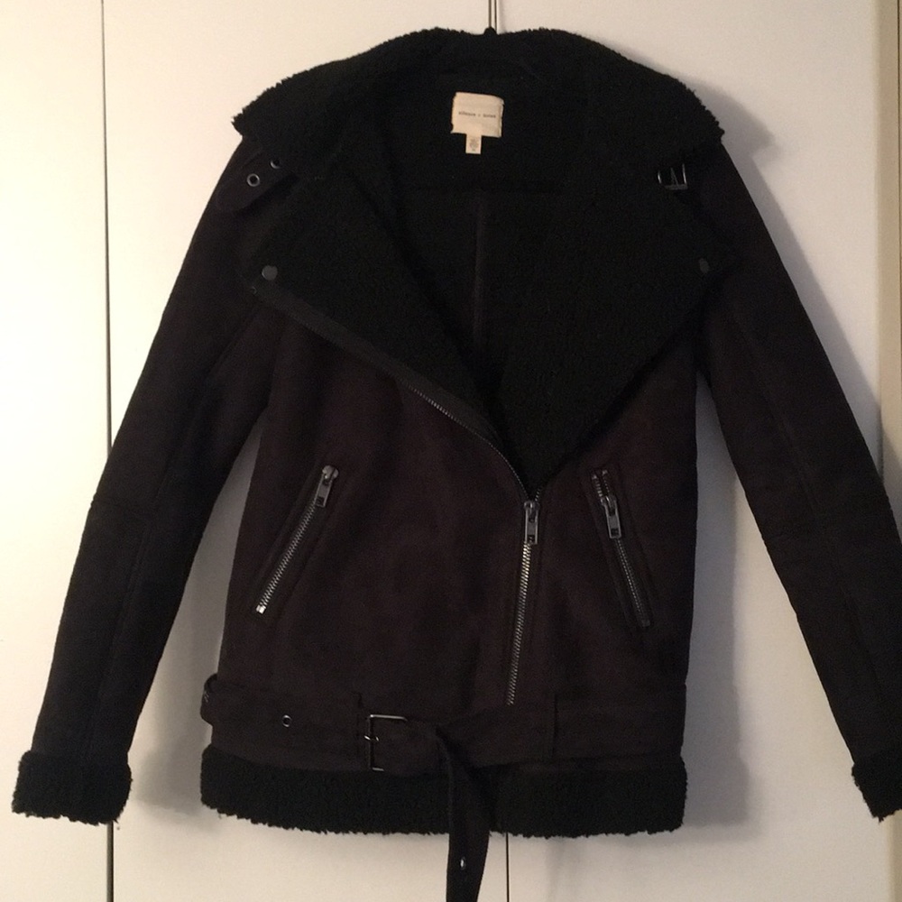 Black urban outfitters suede Aviator Jacket